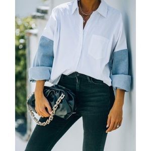 Jett Cotton Denim Sleeve Button Down Shirt